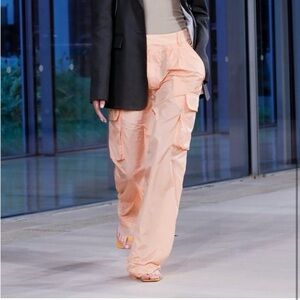 Tibi: SS20 Orange Crispy Nylon Stella Pleated Cargo Pants (size 4)